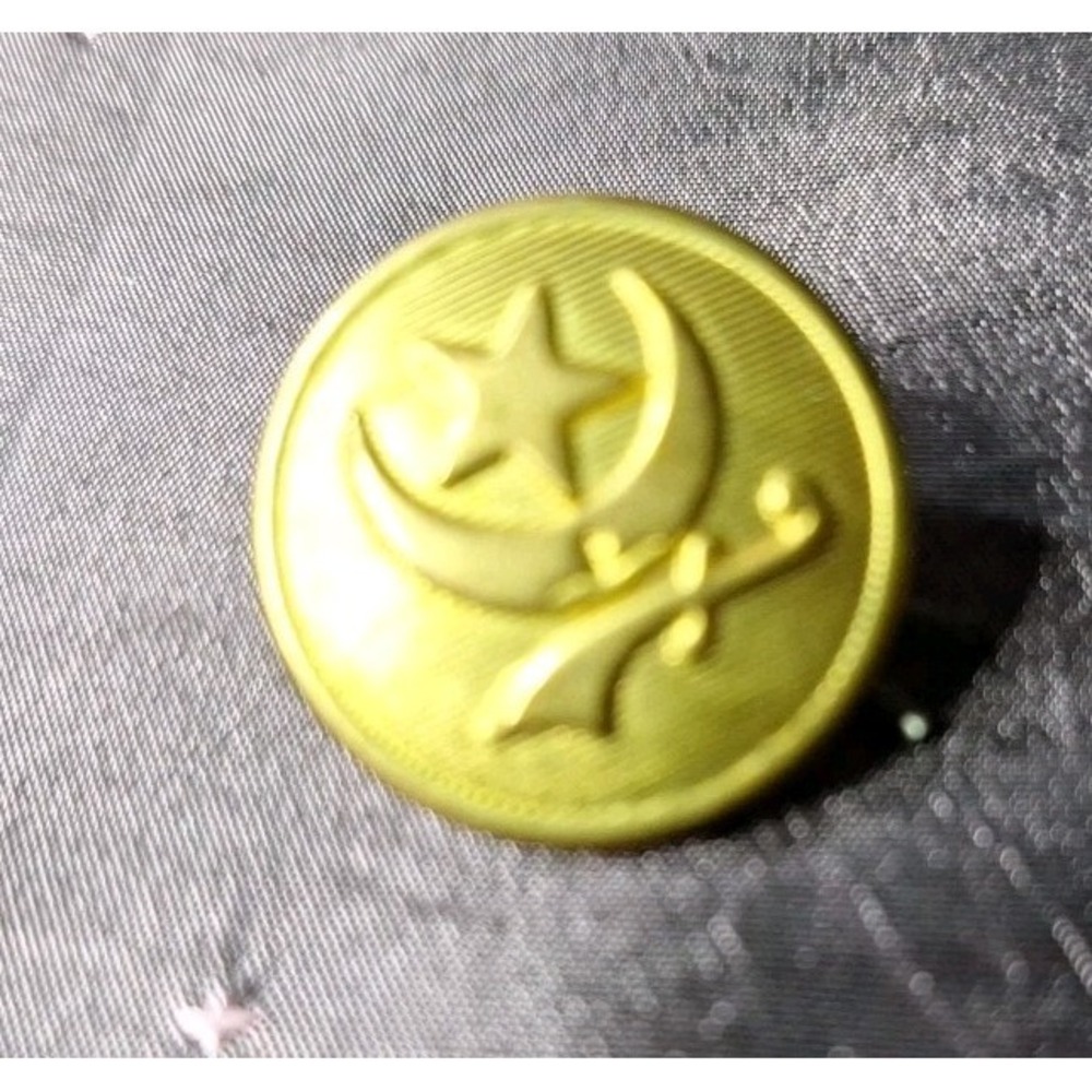 Shriners Vintage Brass Button Freemason Charity Waterbury Backmark  Coat Button